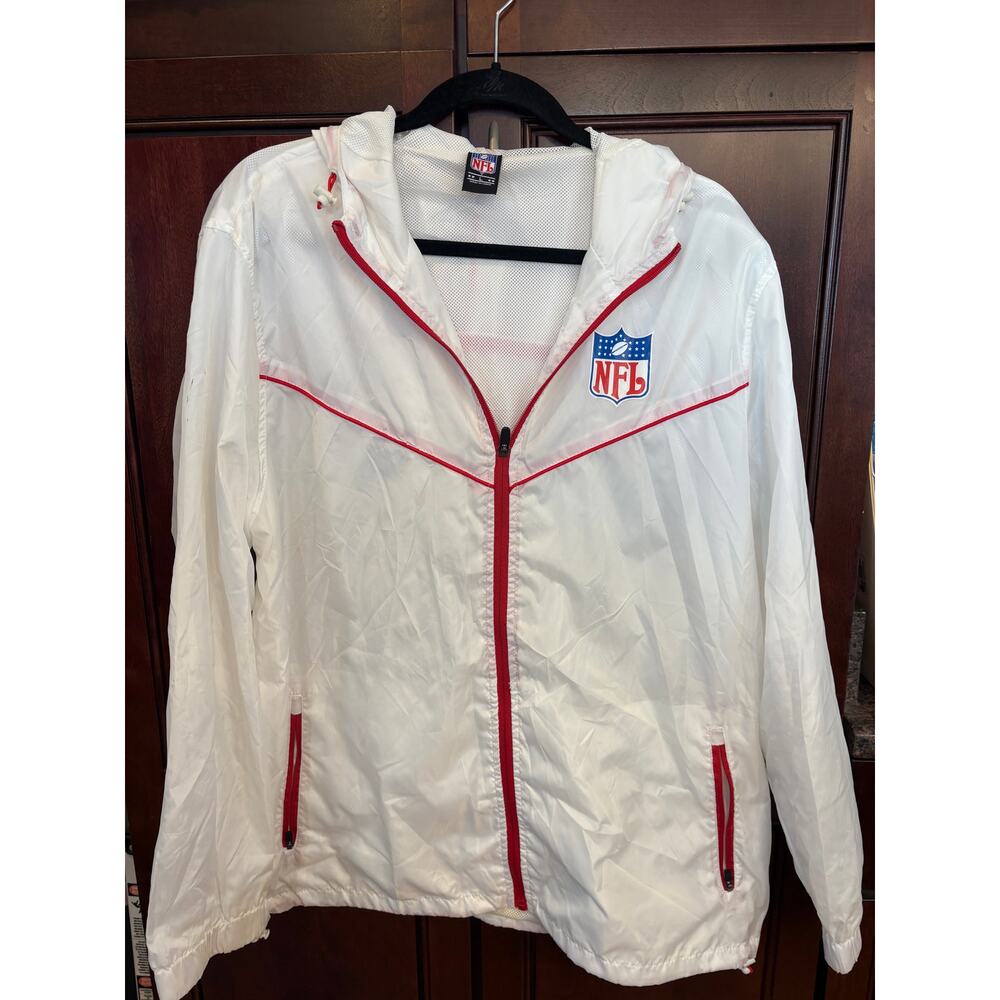 NFL Branded White Windbreaker Size L Excellent Condition